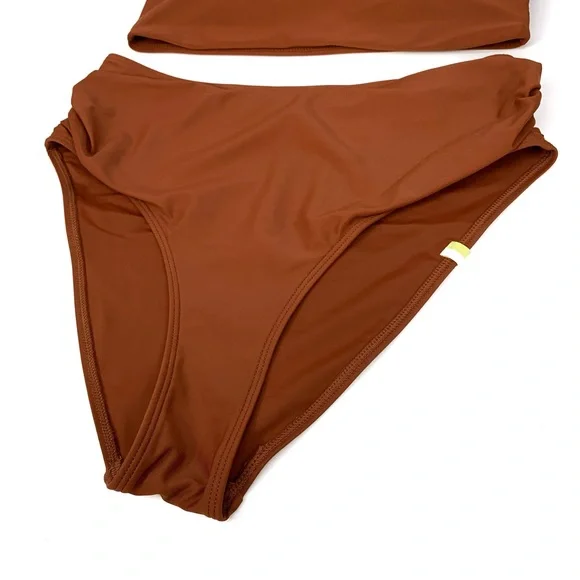 SUMMERSALT The Sidestroke Top & The Ruched High Leg High Rise Bottom Amber 4 - Picture 7 of 11